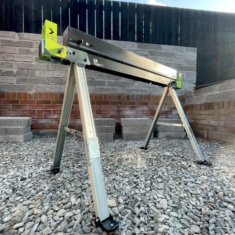 2 x BauenKraft SH-1001 Metal Folding Steel Saw Horse Leg Stand Trestle Sawhorse, Twin Pack 2