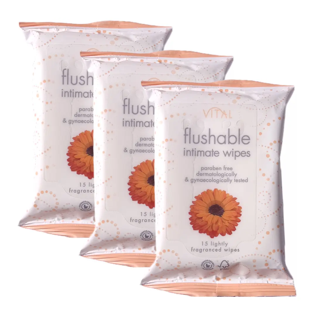 Flushable Intimate Wipes For Women 15pcs Lightly Fragranced Dermatologically Gynecologically Tested Feminine Female Girls Ladies Gentle Toilet Private Daily Pack Sensitive Comfort