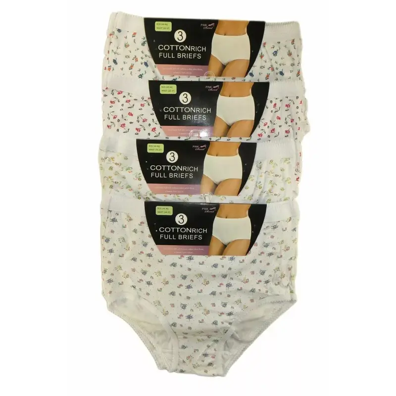 Ladies' Cotton Briefs – Full Comfort Fit Underwear (3, 6, 12 Pack, UK Size 10-24) Breathable Comfortable Fabric Everyday Womenswear Lightweight Basic Black 1