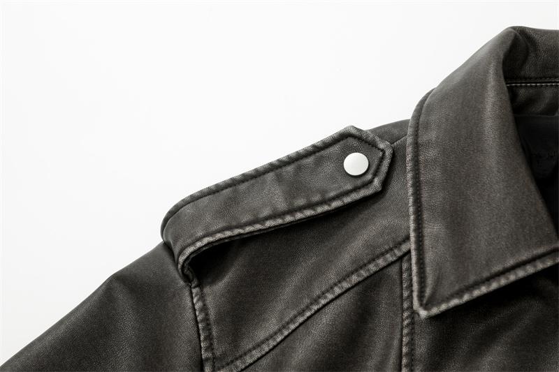 Product Introduction of NEW New Coal graysty le Women's washed leather jacket with belt, short coat with downgraded zipper and vintage lapel jacket HOT 12