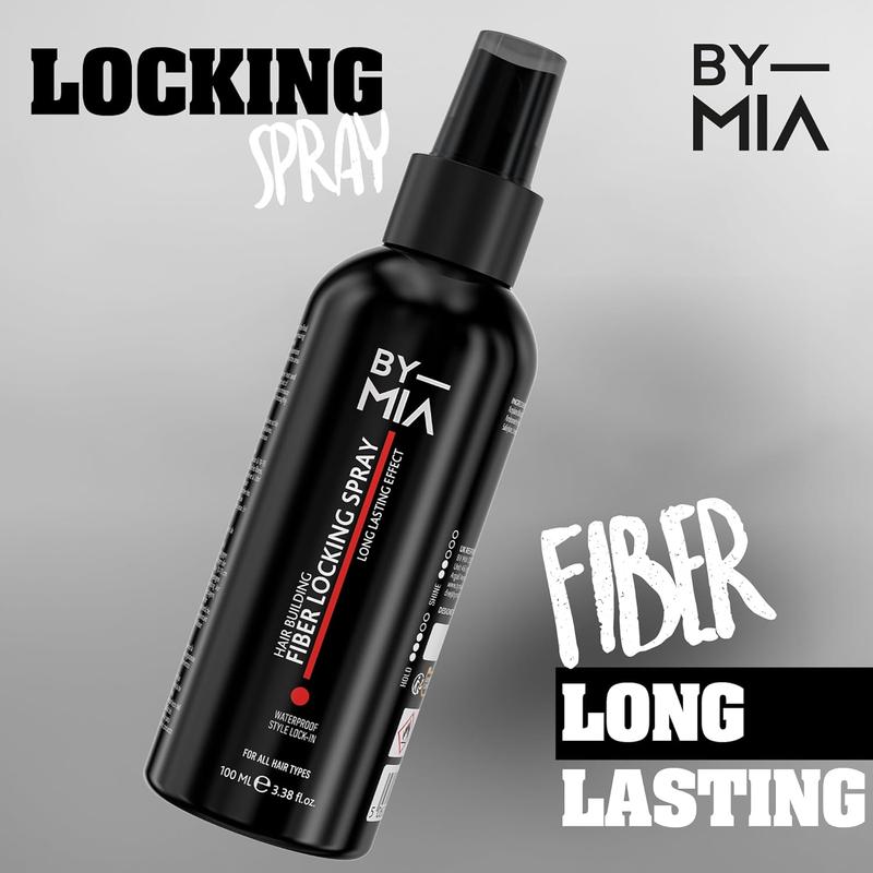 Product Introduction of BY MIA Hair Building Fiber Locking Spray 100ml | Hair Building | Long Lasting Effect | Waterproof | Style Lock-in | For All Hair Types | Ultra Hold 20