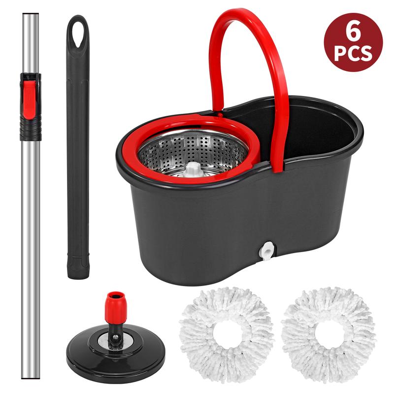 Vinsani Spinning Mop And Bucket Set Floor Cleaning Wet & Dry Rotating Cleaning Mop with 2 Microfibre Mop Heads Drain and Extendable Handle for Home Office (Spin Mop + Bucket + 2 Mop Heads Set) 3