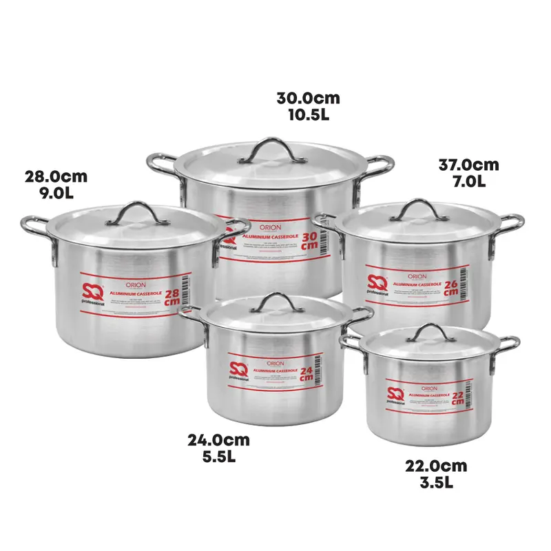 5 PC Aluminium Casserole Cooking Pots Soup Pots Cookware 5Pc Set Handles Oil Frying Pasta Aesthetic Kitchen With Lid Stockpot Kitchen, Home 4