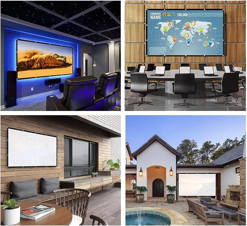D4T 100 inch 16:9 HD Foldable Projector Screen,Anti-Crease Portable Front & Rear Projection Movies Screen for Home Theater Outdoor Indoor Classroom Training Accessories Folding 6