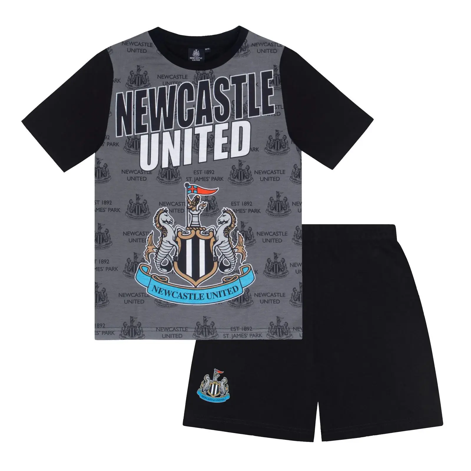 Kids Newcastle United Short Pyjamas Grey