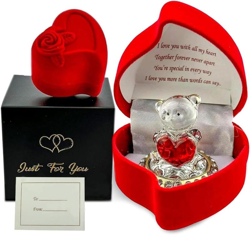 Teddy Bear Girlfriend Boyfriend Husband Wife Fiancee Fiance Gift Christmas Valentines day Gift Boxed Glass Ornament Mum Mothers Day Present Unisex 0
