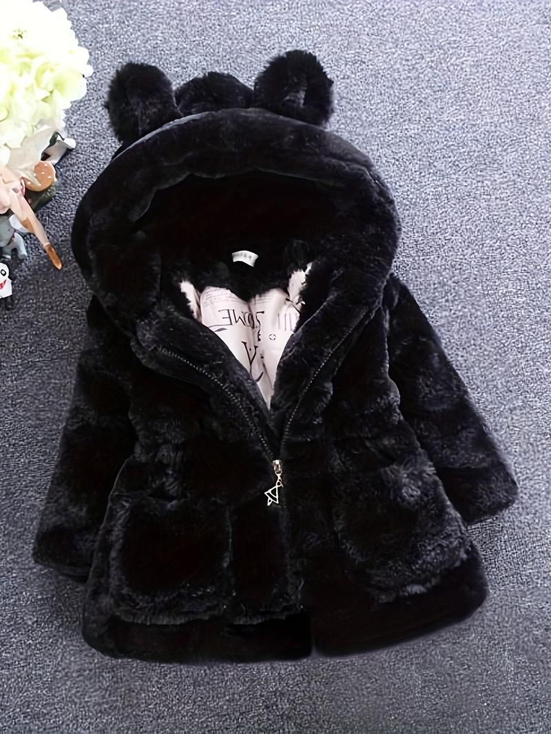 Product Introduction of Adorable Girls' Hooded Fleece Parka - Cozy & Warm Zip-Up Winter Jacket with Pockets, Perfect for Fall/Winter 6