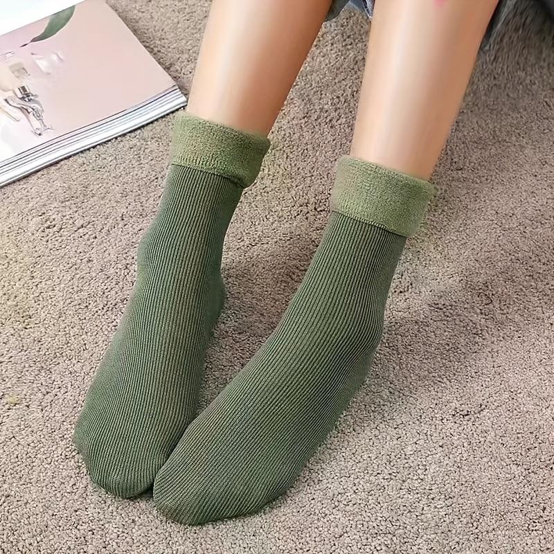 Product Introduction of 4 Pairs Soft Thermal Snow Socks, Casual & Warm Cozy Fleece Lined Winter Floor Socks, Women's Stockings & Hosiery Womenswear Underwear Basic Minimalist 6
