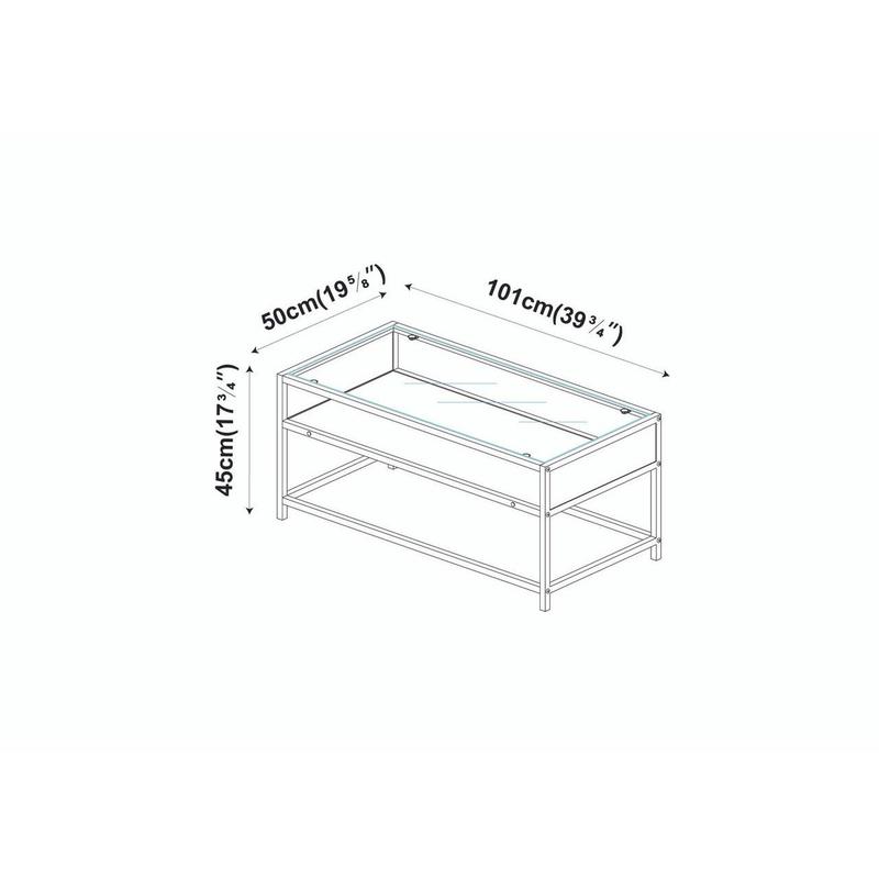 2-Tier Reversible Coffee Table - White Stone/Concrete 1