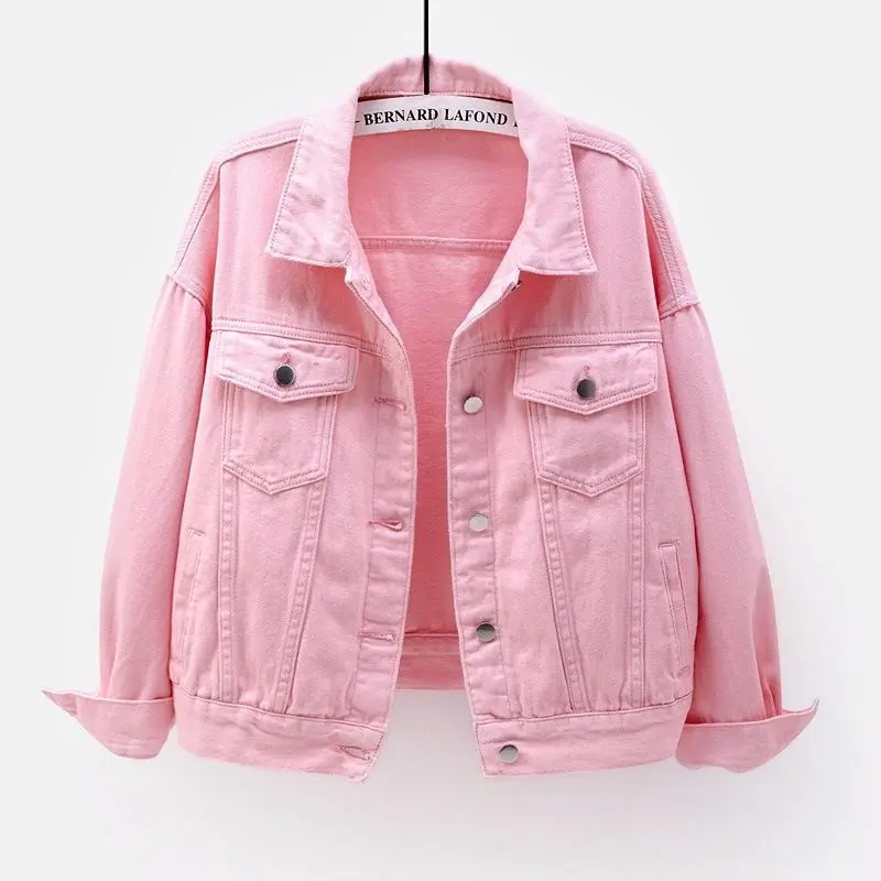 2025 New Women's Short Loose Long Sleeve Jacket Colorful Plus Size Denim