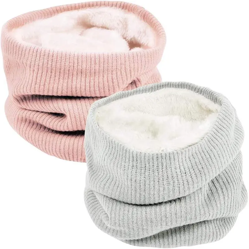 2 Pack Unisex Winter Neck Warmer Thermal Lined Infinity Knitted Snood Scarf for Mens Womens 0