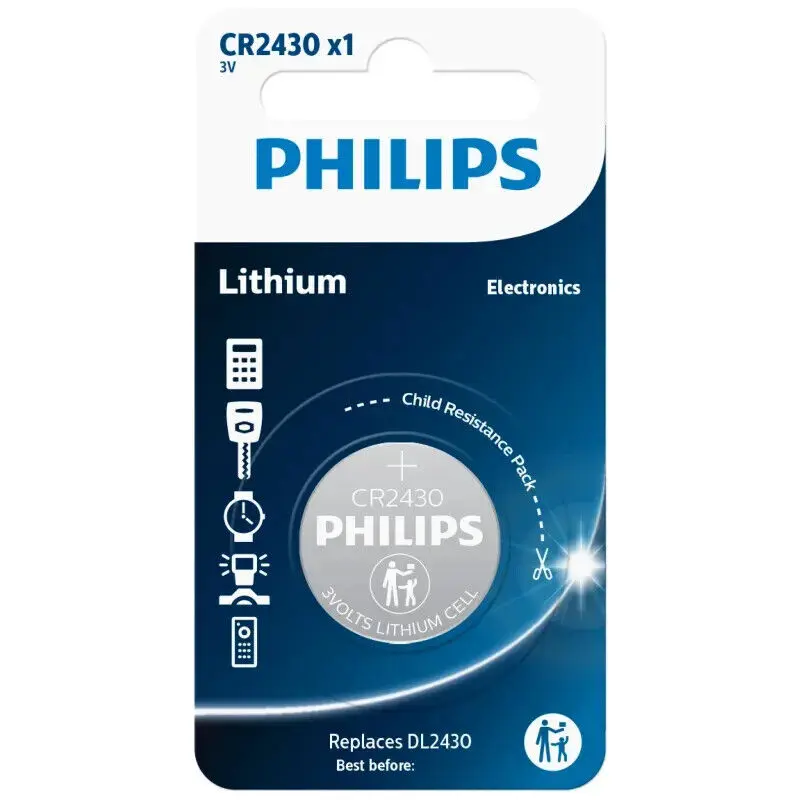 1 x Philips CR2430 Lithium Coin Cell Battery DL2430 3V