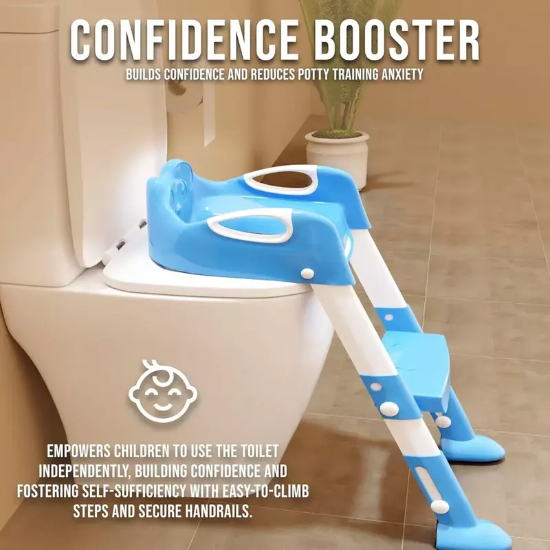 FOLDABLE BABY POTTY INFANT KIDS TOILET CHAIR PORTABLE TRAINING SEAT WITH LADDER 6