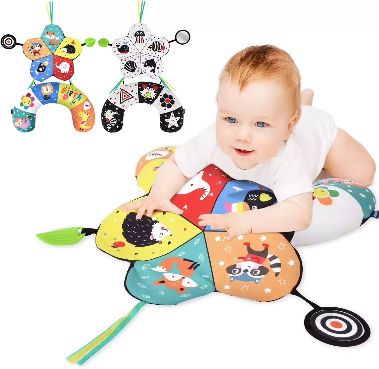Tummy Time Pillow, Baby Tummy Time Toys,Black and White High Contrast Tummy Time