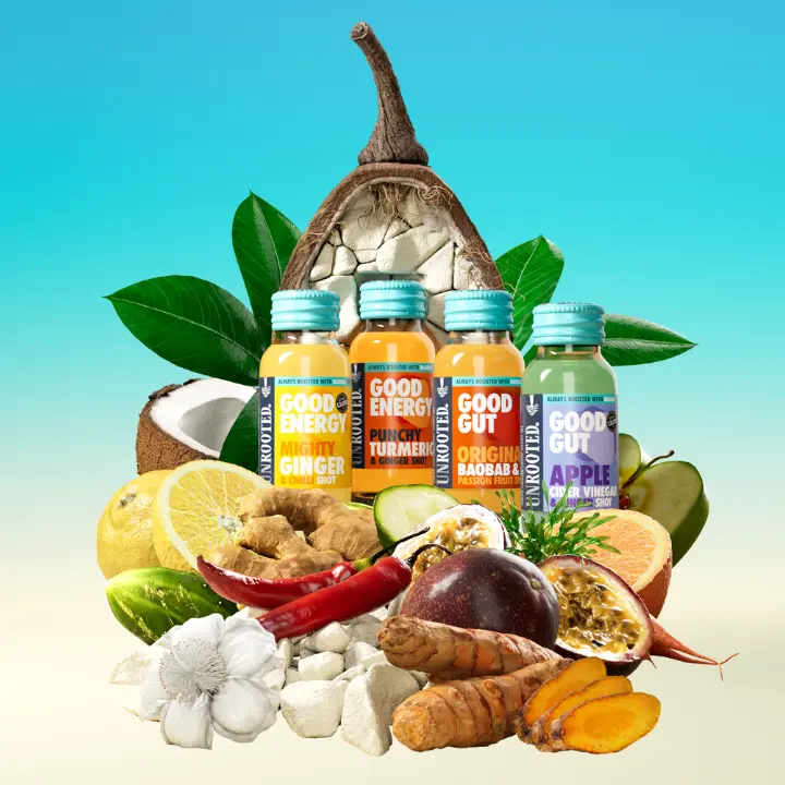 Unrooted Drinks Get Them All Bundle, 48 Natural Energy & Gut Health 60ml Shots 2