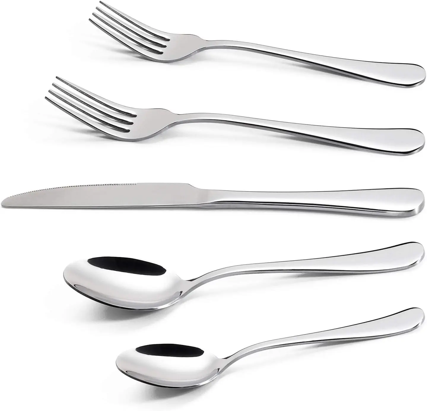20 Piece Stainless Steel Cutlery Silverware Flatware Home Use Tableware Dinnerware Set Knife Fork Spoon Dessert Spoon, Service for 4 People, Mirror Polished - Dishwasher Safe Easy Clean
