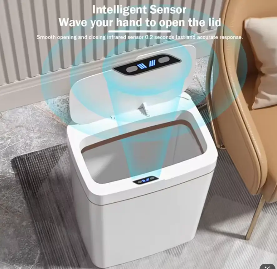 15L smart bathroom trash can white non-contact narrow smart sensor trash can smart home automatic bagging electronic trash can Waterproof