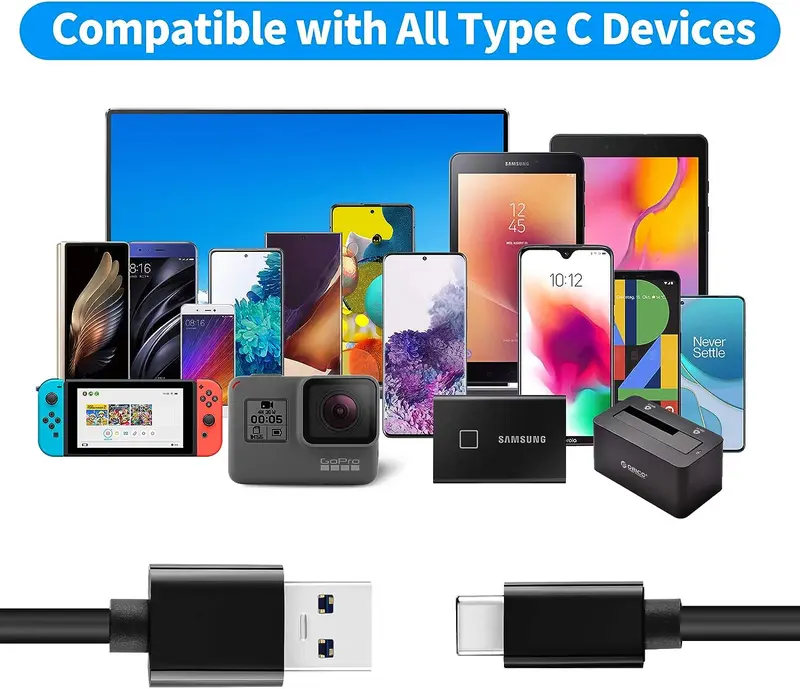 Type C Data Cable 1 Piece USB to Type C Fast Charging Cable, Universal Data Cable For Samsung, Huawei Xiaomi Devices Plastic TPU Waterproof Connection Waterproof TPU Plastic IDO type  Mobile Charger Electronic Plug fastcharging cable mobile charging 3