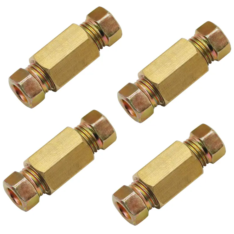 3/16" brake Line Brass Nut Fittings Set,4 Unions & 8 Nuts for SAE Inverted Flaring Brake Pipe (4.75mm) 0