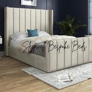 Wingback Maddison Bed Frame with storage and mattress, Available in all sizes and colours upholstered single, double, king or superking size - new upholstered bed