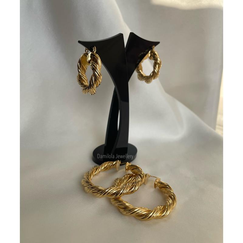 ‘Halle’ Gold/Silver Twisted Hoops - 3/5/6.5cm 5