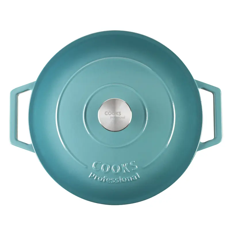 Cooks Professional Cast Iron Casserole Set of 3 | 20cm, 26cm & 28cm | Enamelled Inside & Out | Graduated Teal 7