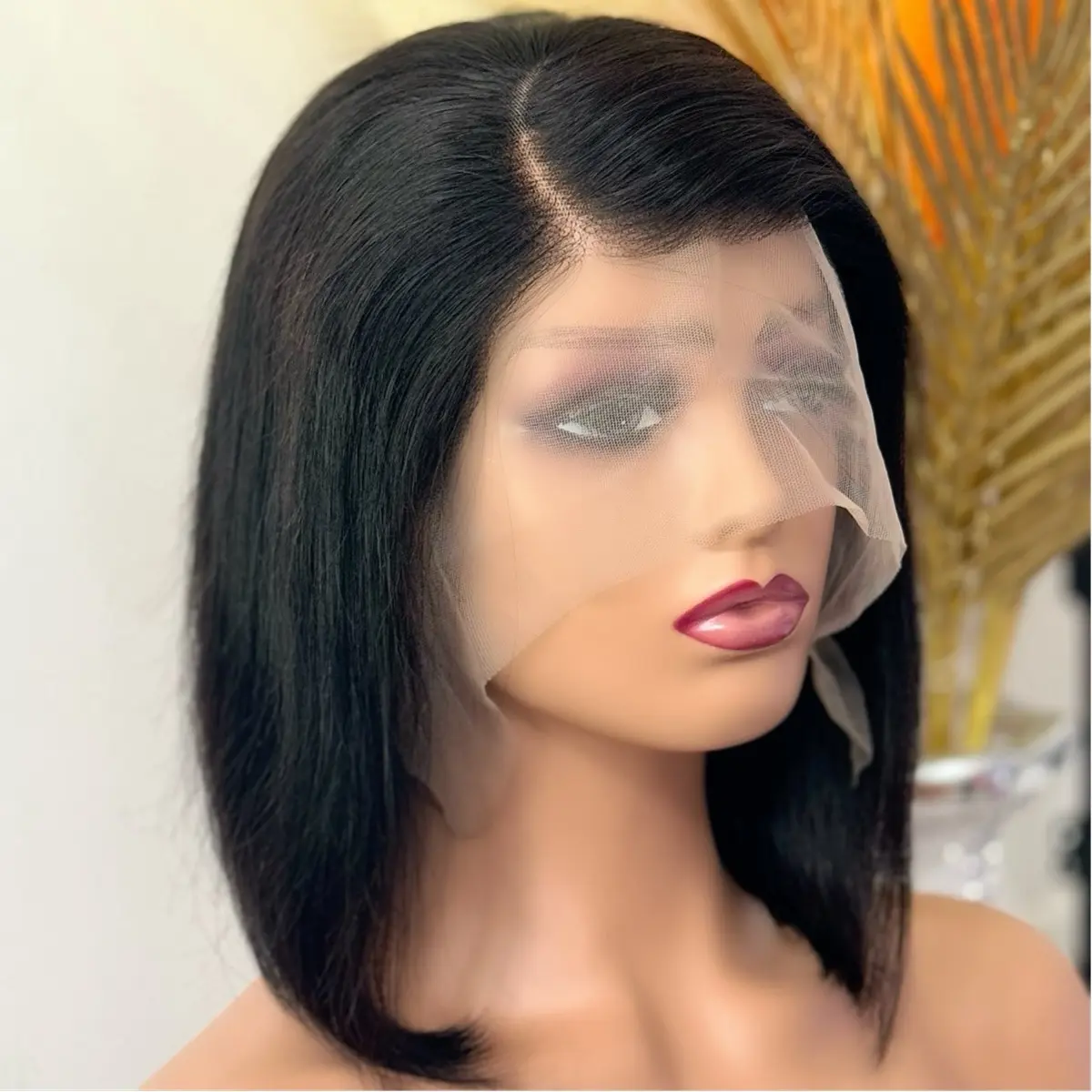 Straight Bob C part 220% density 13*4 lace frontal virgin human hair wig with natural hair line 10 inch bob wig