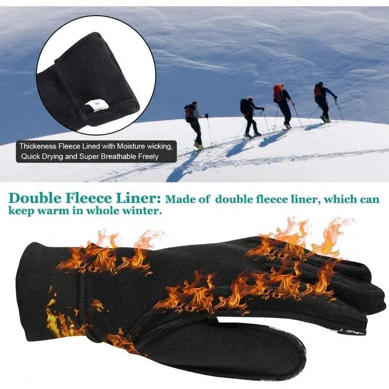 Winter Cycling Gloves For Men Women Warm Anti Slip Touchscreen,Running Gloves Full Finger Waterproof Thermal For Cold Weather Driving Hiking Camping Skiing Sports 2