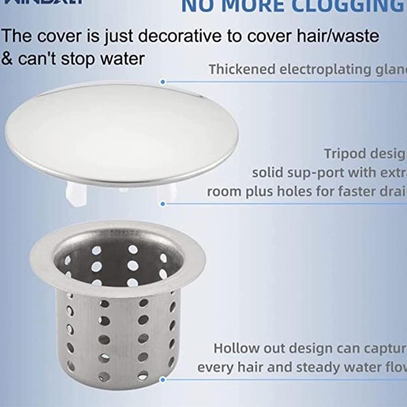 Drain Hair Catcher, Sink Strainer, Shower Drain Cover, Bathroom Overflow Covers, Stainless Steel Plug Hole Hair Catcher for Bathtub, Shower, Kitchen, Bathroom 3