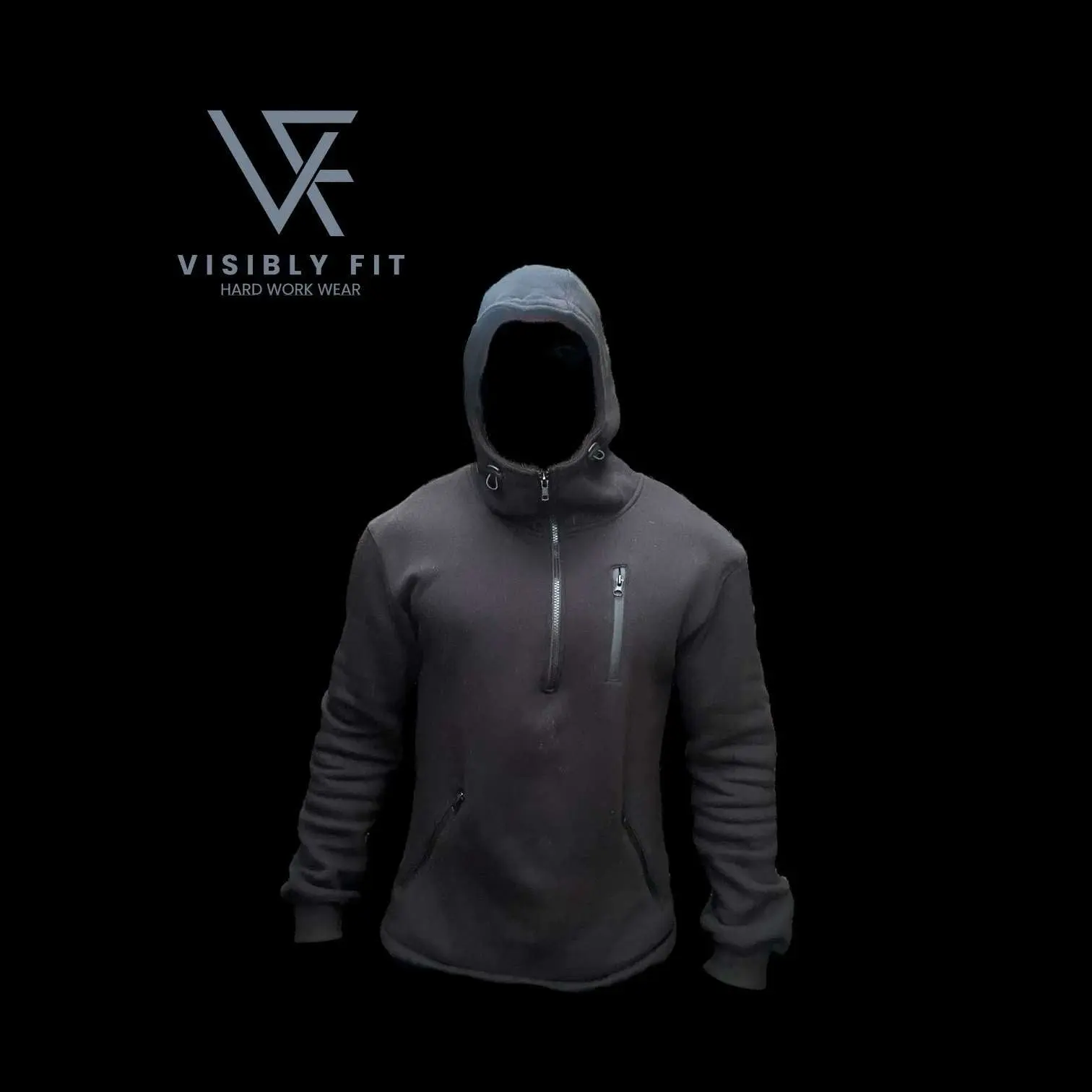 Black Fleece Hoodie Half Zip