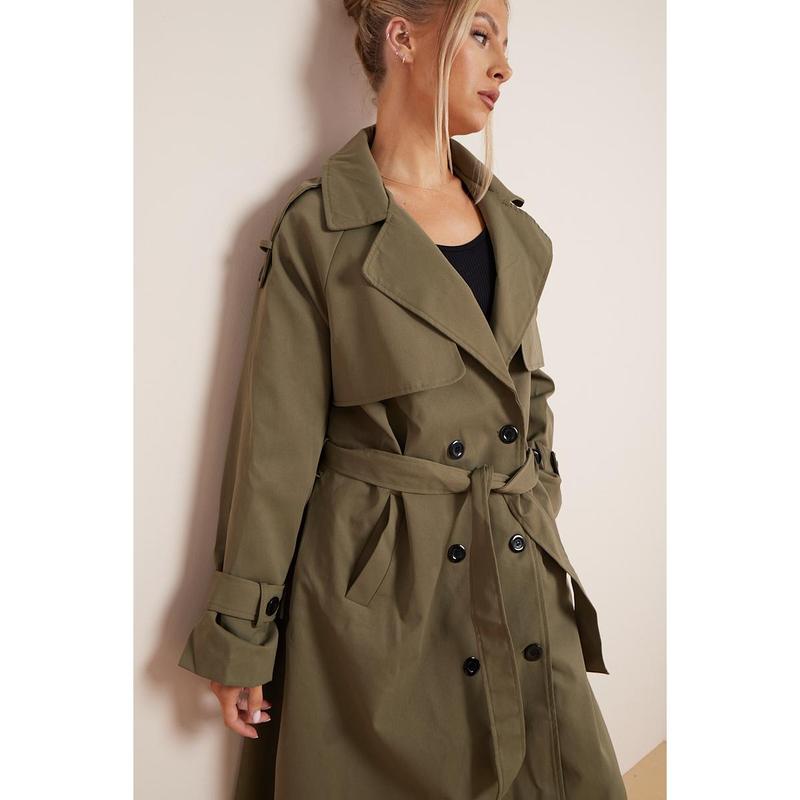 Product Introduction of KatchMe Women's Oversized Premium Waist Tie Double Breasted Trench Coat (UK 8-22),High-End Outerwear Jacket,Plain Minimalist Side Pocket Lady's Outfits 19