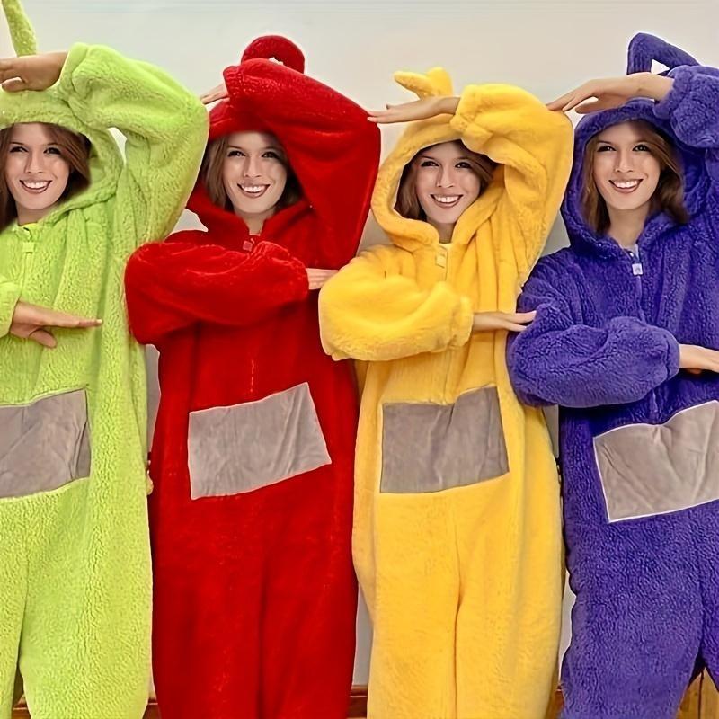 【2025】Teletubbies Onesies, Halloween Cartoon Cosplay Hooded Onesies, Super Soft Flannel Adult Pajamas, Cute Cartoon Teletubbies Onesies, Adult Pajamas, Nightgown, Pajamas 5