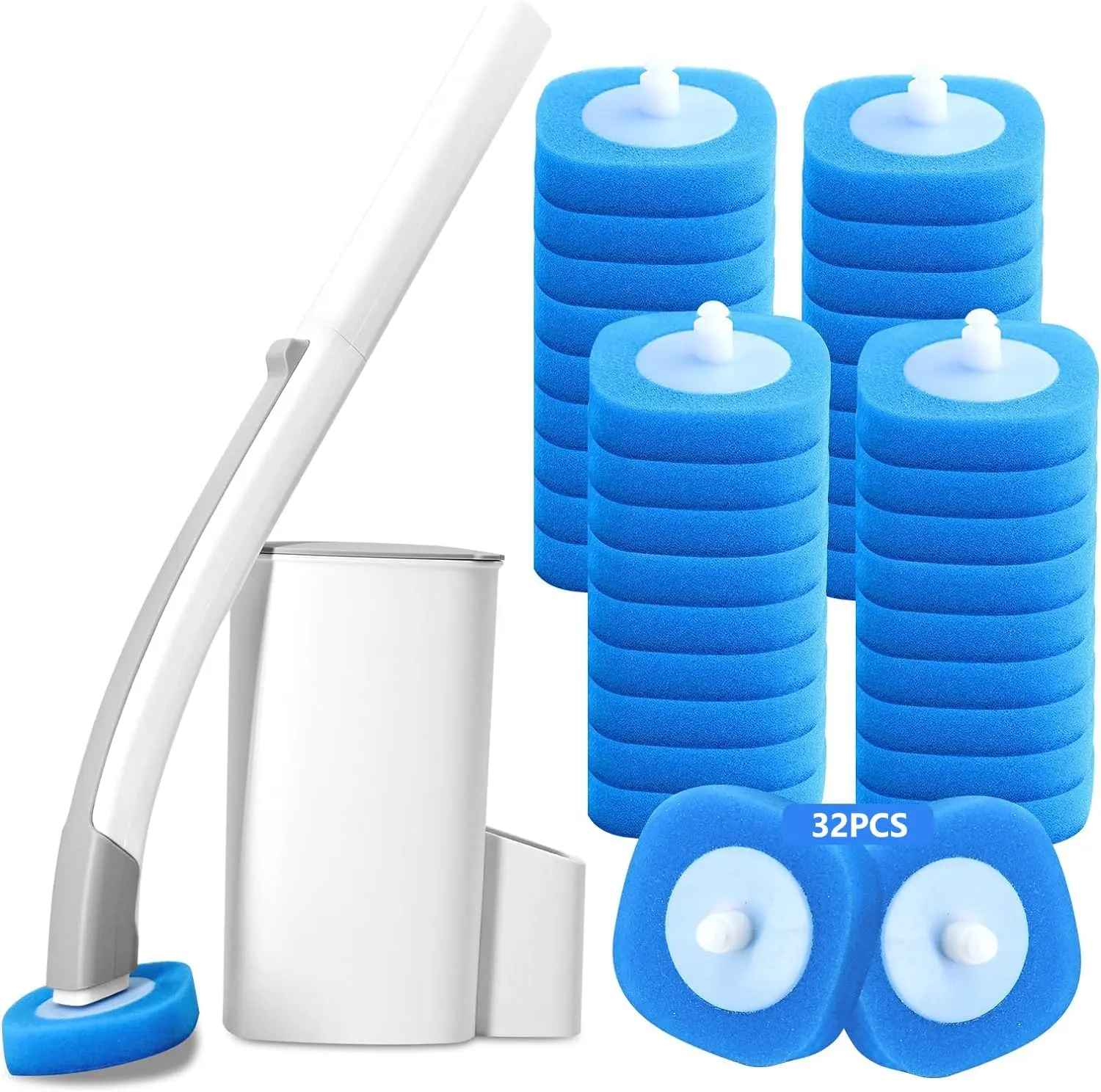 Toilet Brush with Holder, Disposable Toilet Cleaning System with 24 Refills, Toilet Wand Kit for Bathroom Toilet Cleaning long