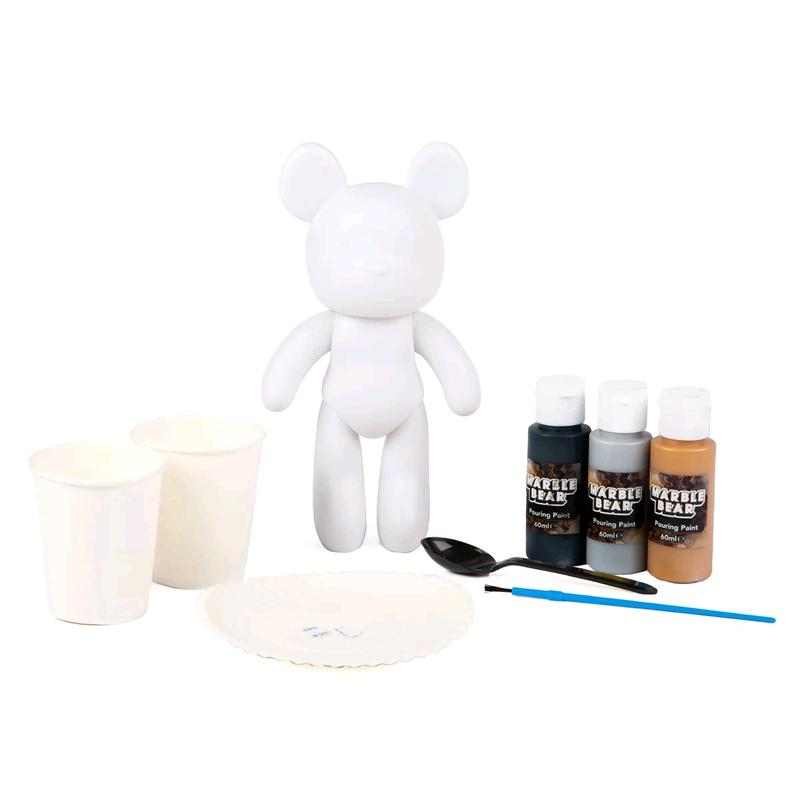 Paint Your Own Marble Bear Painting Kit - Craft Kit for Adults and Kids - Acrylic Pouring Paint Set - Bear Painting Kit - DIY Fluid Bear - Paint Your Own Teddy Bear - Drip Bear Paint Kit