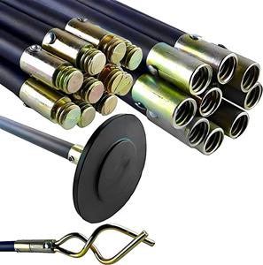 Drain Rods Set, Drainage Rods for Outside Drain Flexible, 12 Pcs / 9.2M Drain Unblocker with Heavy Duty Rubber Plunger & Double Worm Screw, Drainage Rods for Drain Cleaning