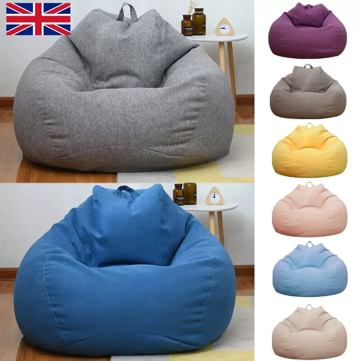 Home Chair Sofa Cover Snugly Gamer Chair Lazy Lounger Large Bean Bag (No Filling) Ramdan Sale 50% off on Ramdan