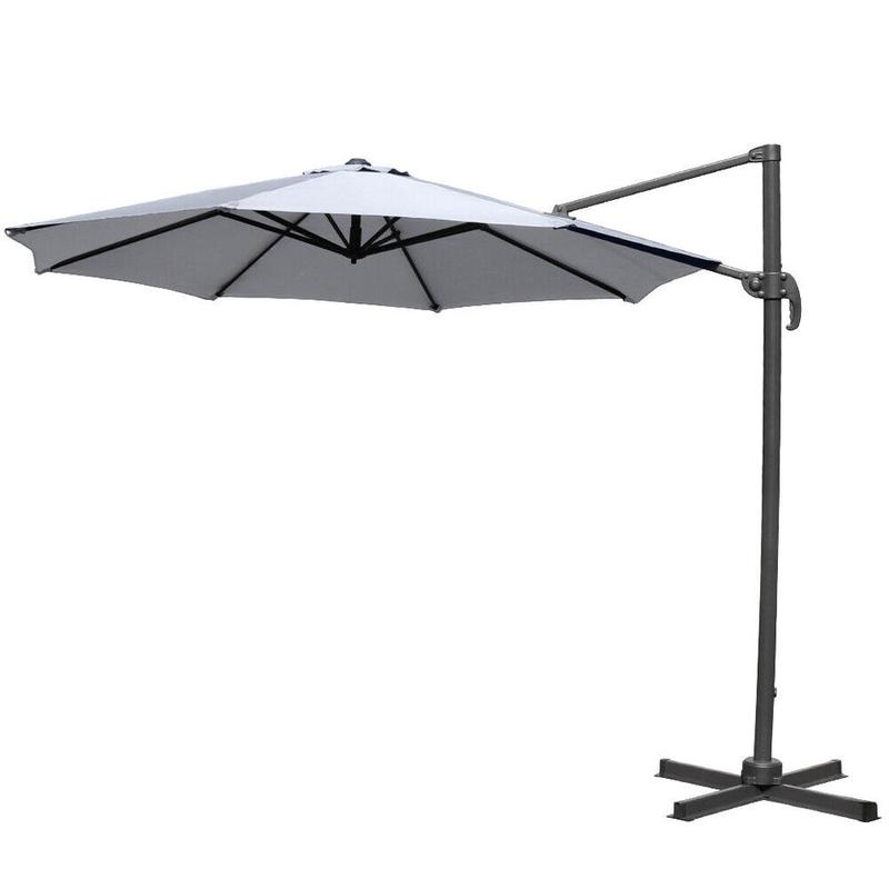 Grey Roma Parasol Garden Hanging Cantilever Banana Umbrella with Crank Tilt 3M 3