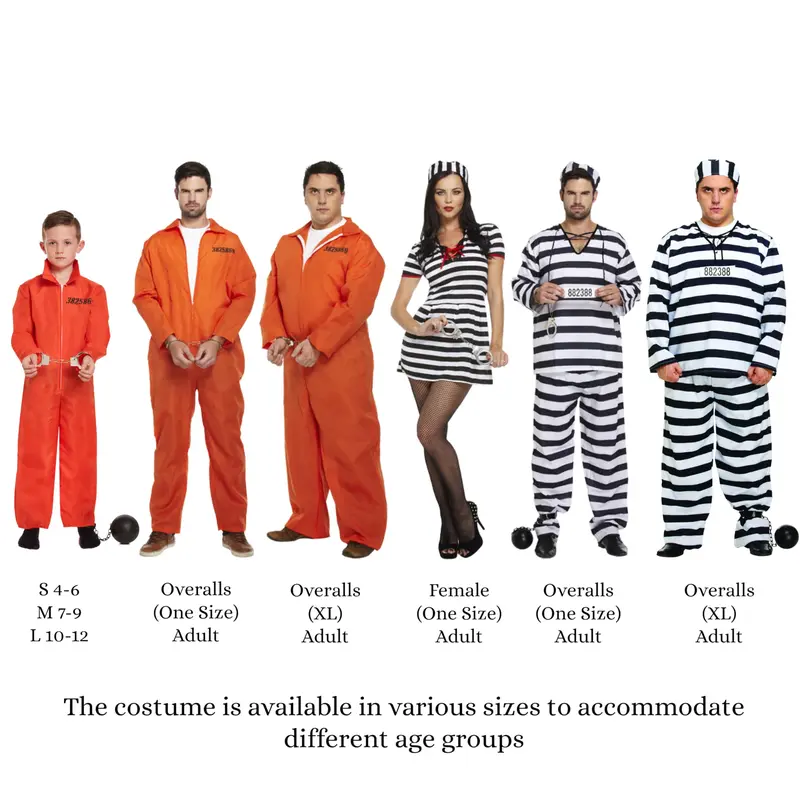 Prisoner Overalls (One Size) Adult Fancy Dress Costume | Convict Boiler Suit Prisoner Overalls Jail Jump Suit Dress Up Outfit Mens Fancy Dress Costume 6