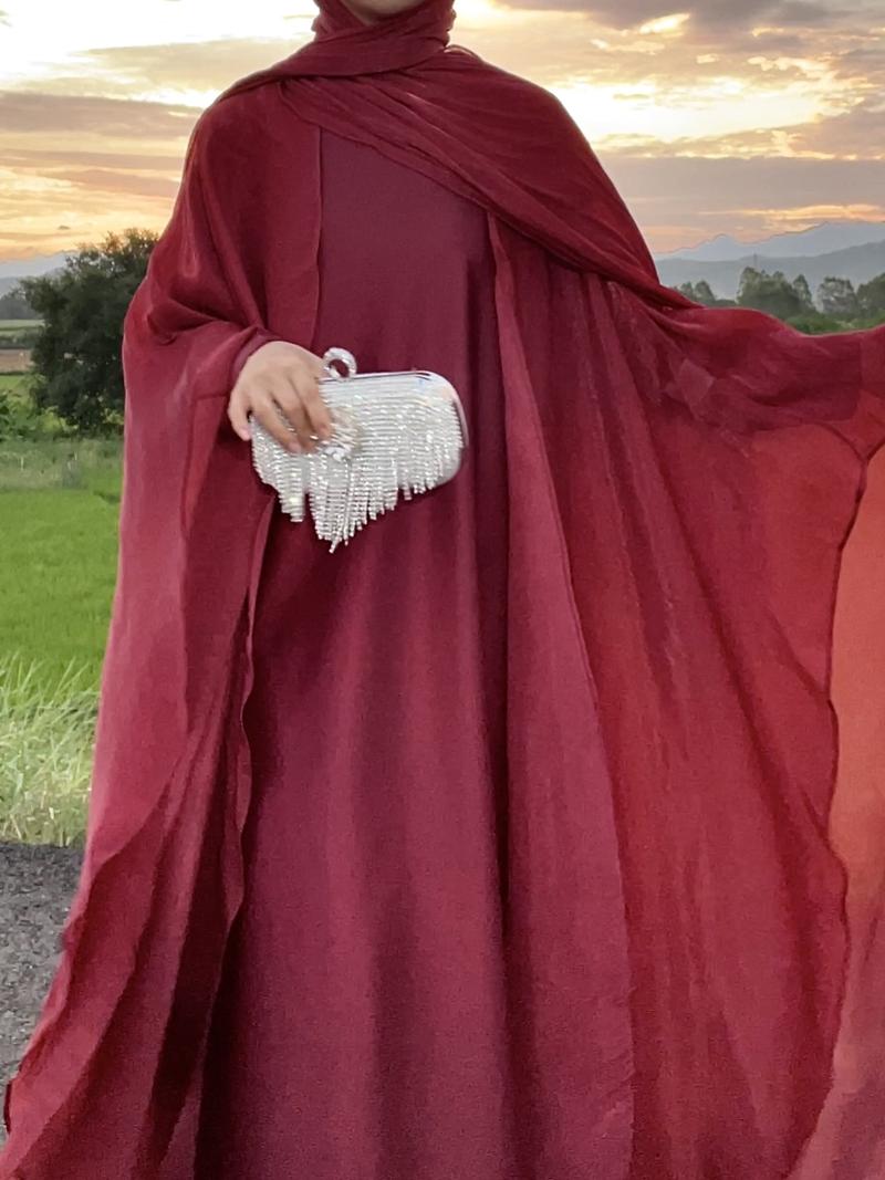 Product Introduction of #LY06  Ramadan Promotion Three-piece Elegant butterfly organza abaya set, shimmer abaya set with inner dress and hijab 24