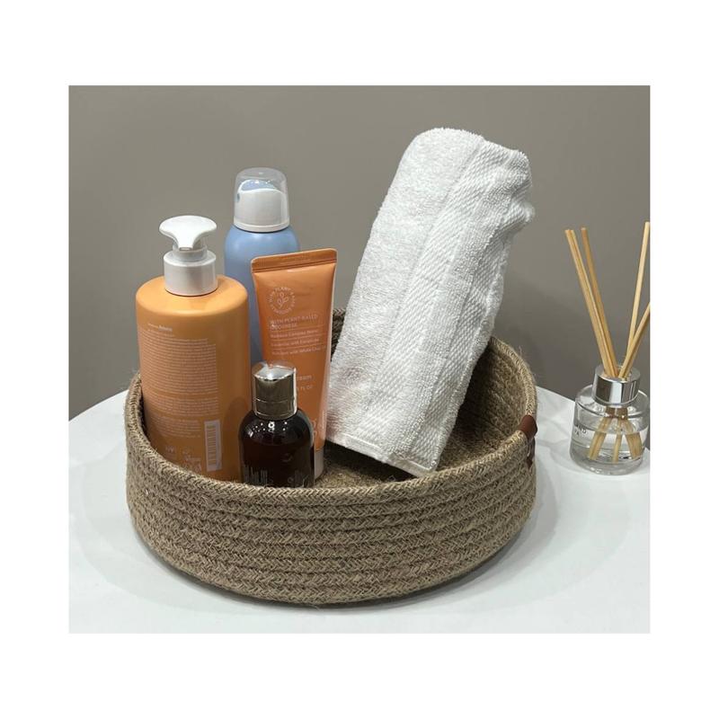 Handmade Jute Basket Set - 3 Pieces, Round, Washable, Available in Grey and Brown 7