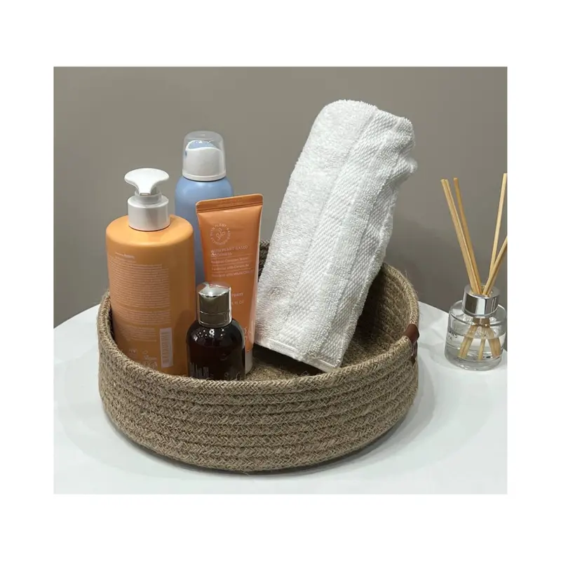 Handmade Jute Basket Set - 3 Pieces, Round, Washable, Available in Grey and Brown 7