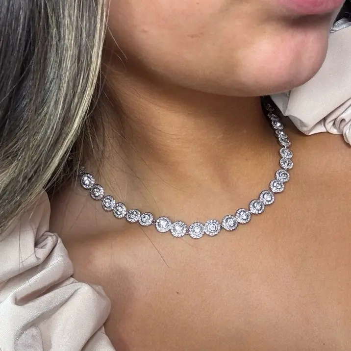 Silver Angelic Tennis Necklace