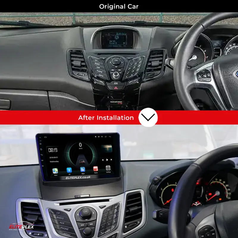 Ford Fiesta 2009-14, Android Car Stereo with Apple CarPlay, Wireless, Radio, GPS, WIFI, BT, NAVI, 9” Full HD Screen, 2GB-32GB Storage, Cooling fan 8