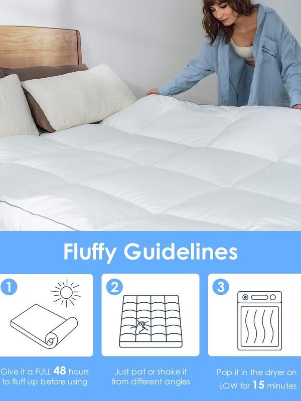 1000 GSM Ultra Bounceback Mattress Topper - 10cm Deep, Hypoallergenic Microfiber, Thick Hollow Fiber Filling, Elasticated Corner Straps, Multiple Sizes Available 5