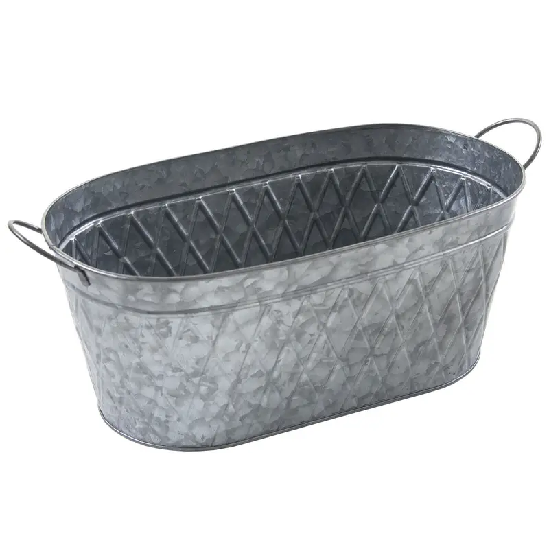 Marko Gardening Large Oval Handle Galvaniseed Metal Plant Pot Planter Garden Balcony Flower Tub 2