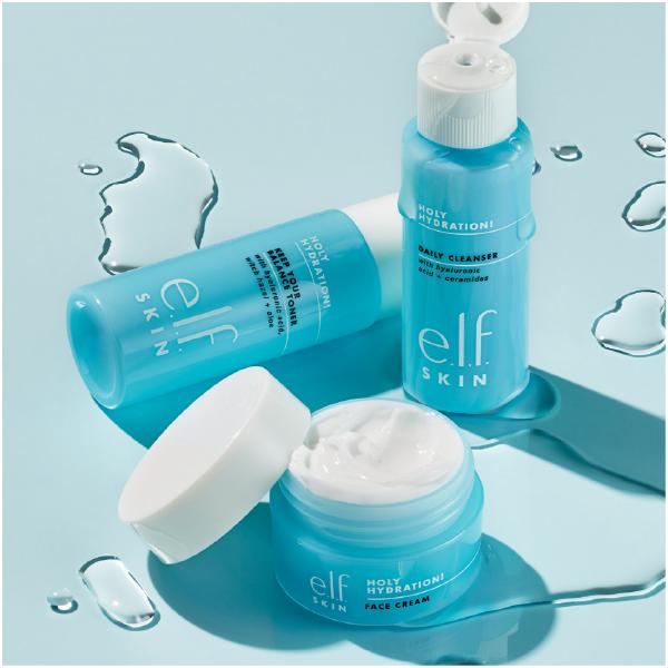 e.l.f. SKIN Hydrated Ever After Skincare Mini Kit, Cleanser, Makeup Remover, Moisturiser & Eye Cream For Hydrating Skin, Airplane-Friendly Sizes Cleansing Hyaluronic Daily Comfort Moisturizing Moisture Moisturize 3