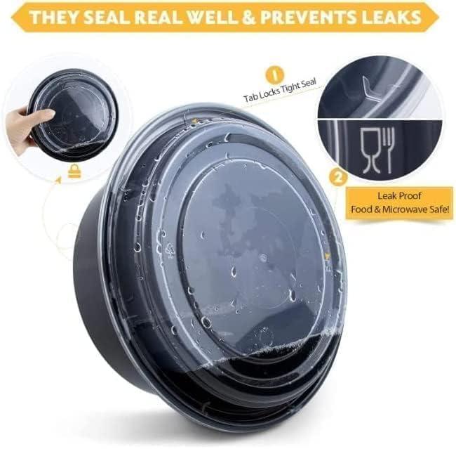Efforias Round Plastic Meal Prep Containers (10 Pack, 32oz) - Reusable BPA Free Food Containers with Airtight Lids - Microwavable, Freezer and Dishwasher Safe Kitchen Thick Utensils Storage 2