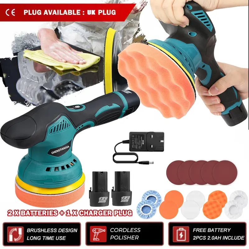 5'' Cordless Rotary Car Polisher Buffer Sander Machine For Makita 2 Batteries 7