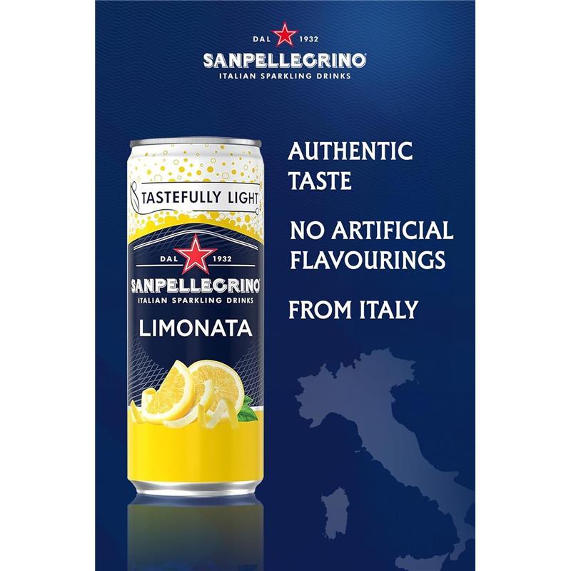 Product Introduction of San Pellegrino Italian Sparkling Drinks Tastefully Light Sparkling Lemon Canned Soft Drink 12 x 330ml | 73k Cals per Can Beverage 1