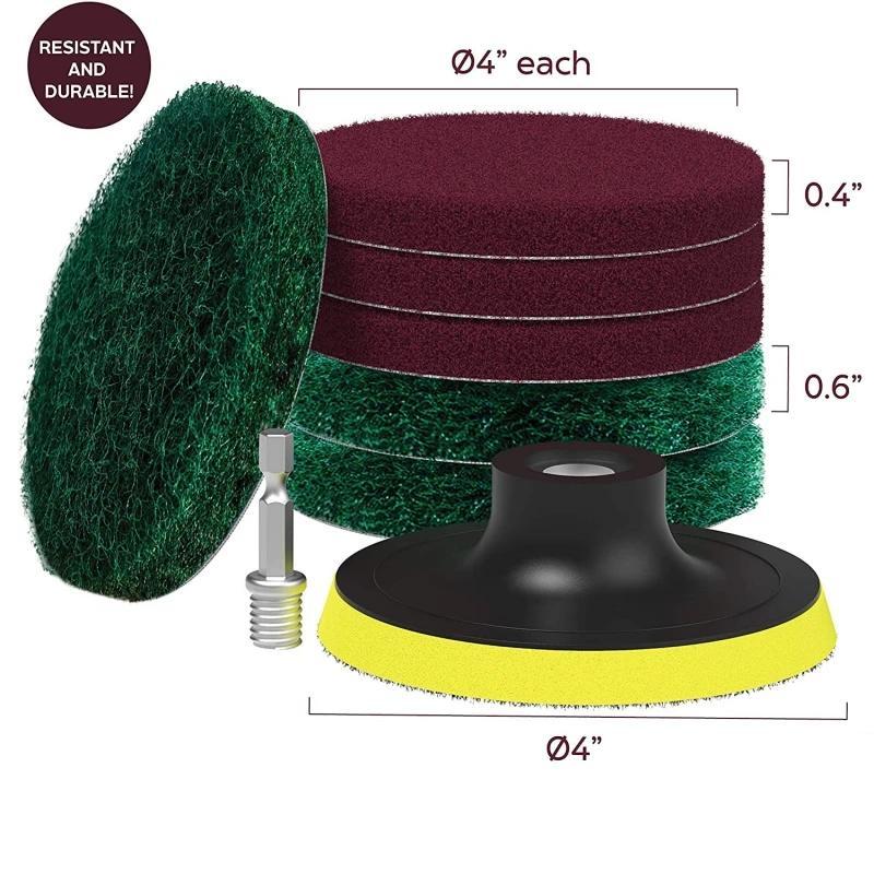 Product Introduction of New 4 Inch Drill Power Brush Tile Scrubber Scouring Pads Cleaning Kit Household Cleaning Tool Bathroom Floor Tub Polishing Pad 29